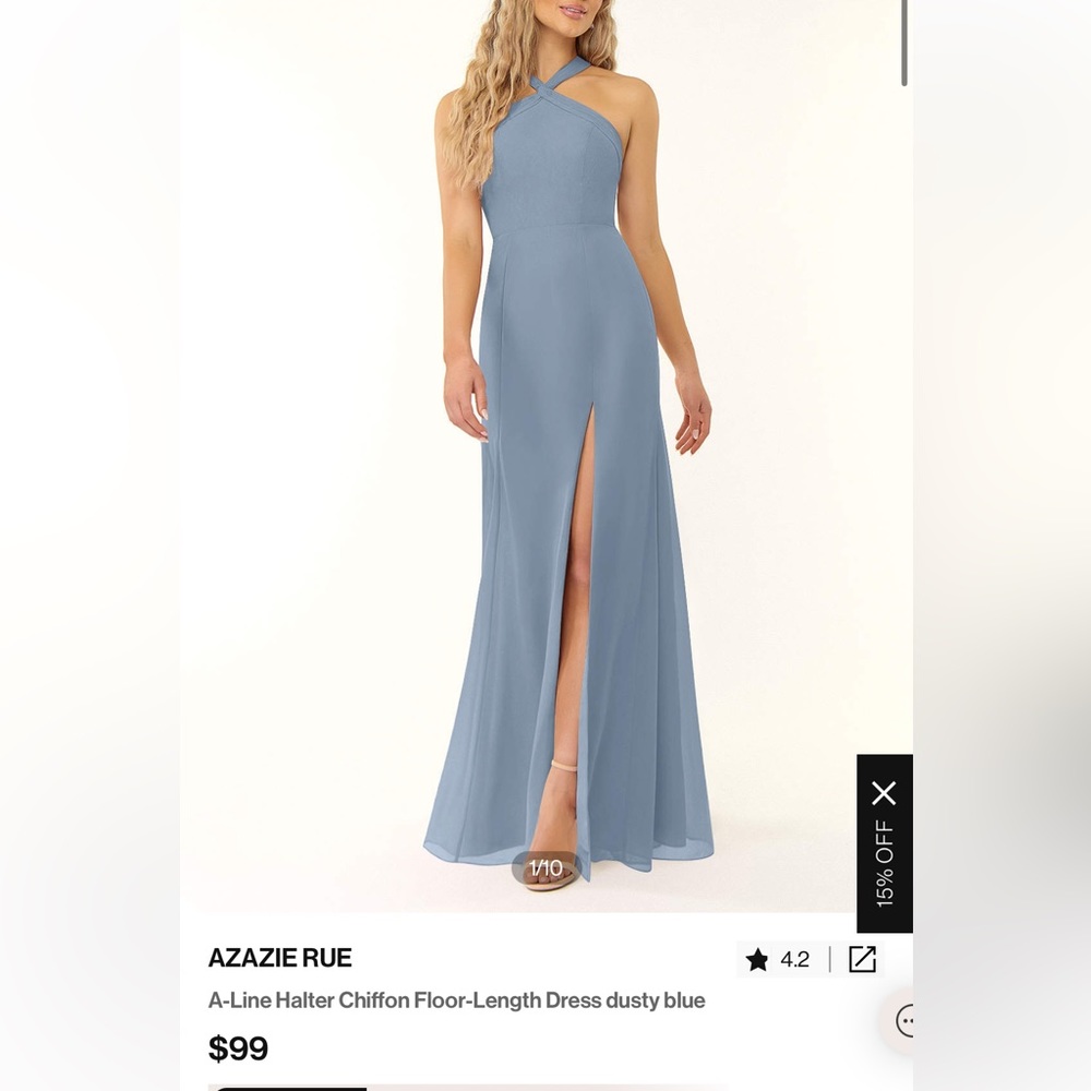 NWT azazie rue dusty blue size 6